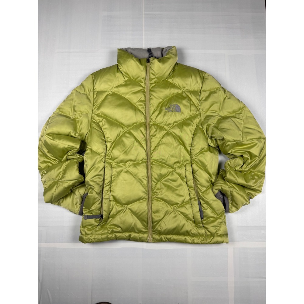 The North Face Womens Green Diamond Quilted Goose Down Puffer Jacket Small